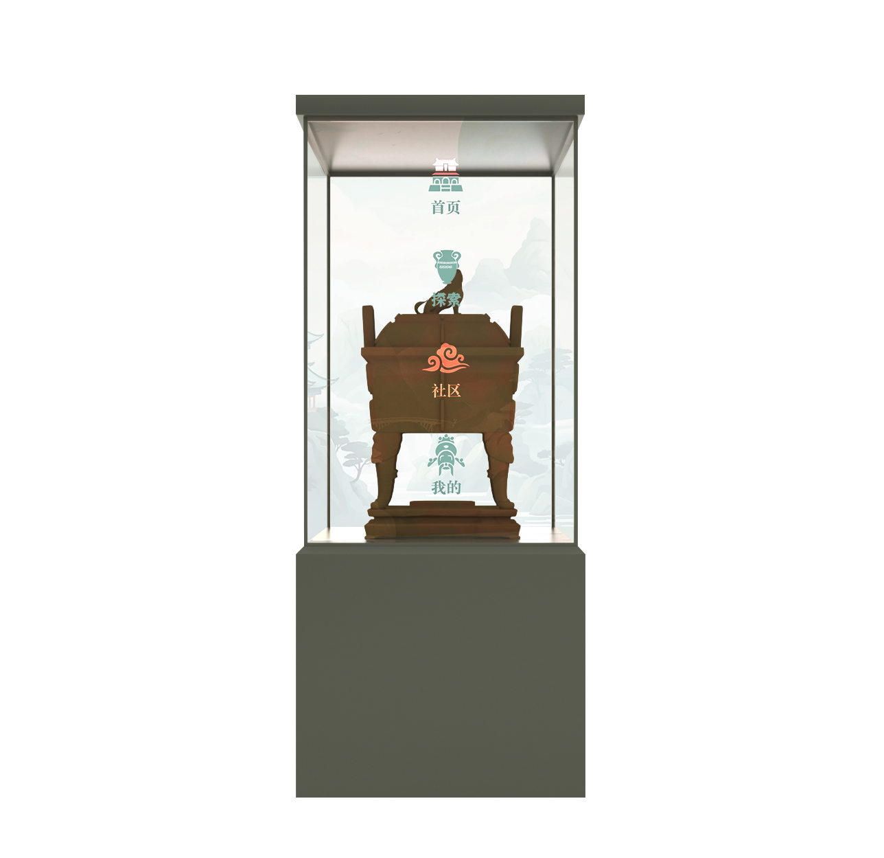 OLED透明展示古董柜